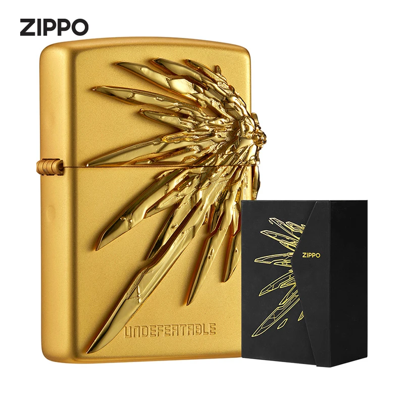 ZIPPO打火机太仓版贴章高档镀金暗夜祈光之翼防风送礼TC9901TZ