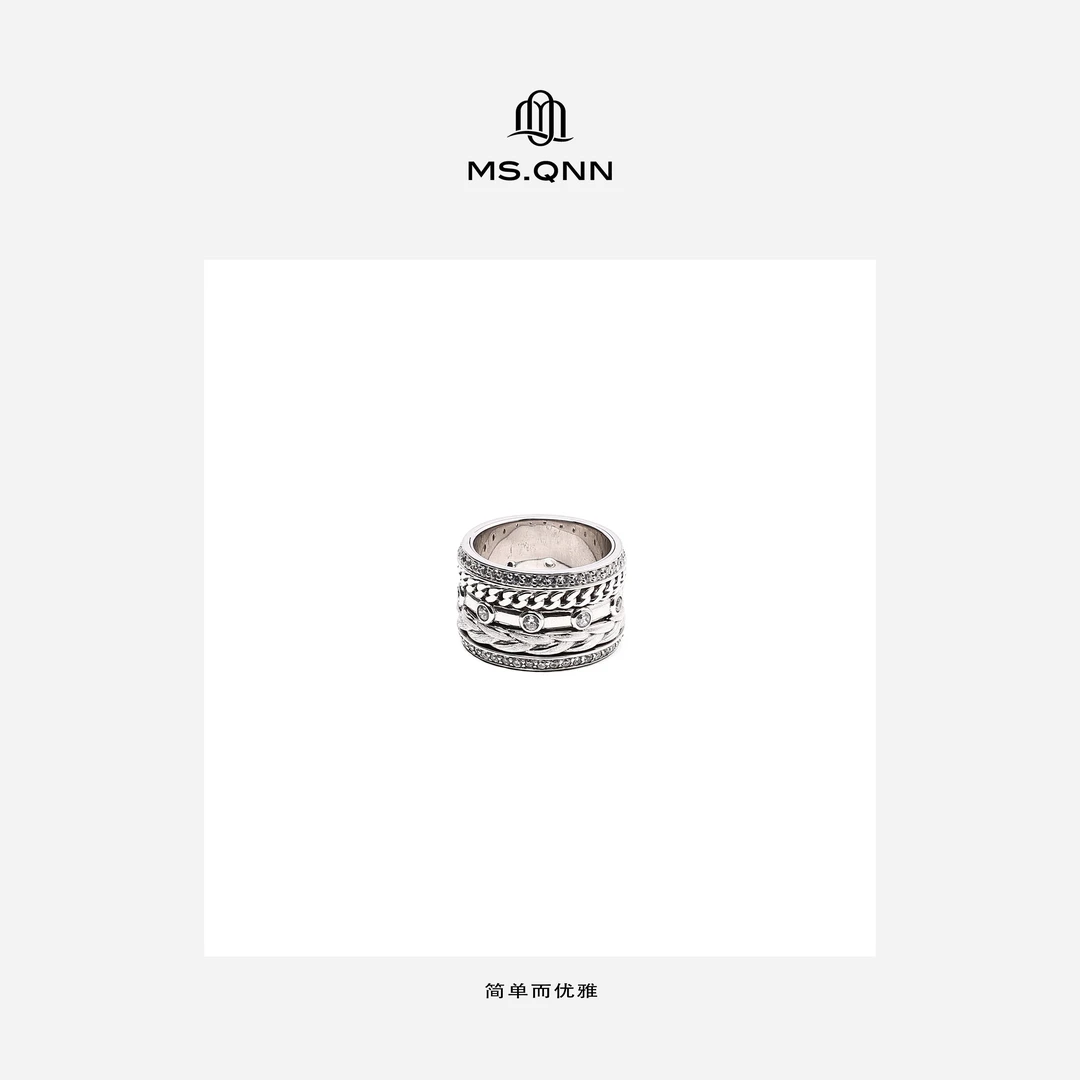 Ms.Qnn 925银合成锆石戒指 “时光轮”轻奢小众戒指 24FS242 Q姐