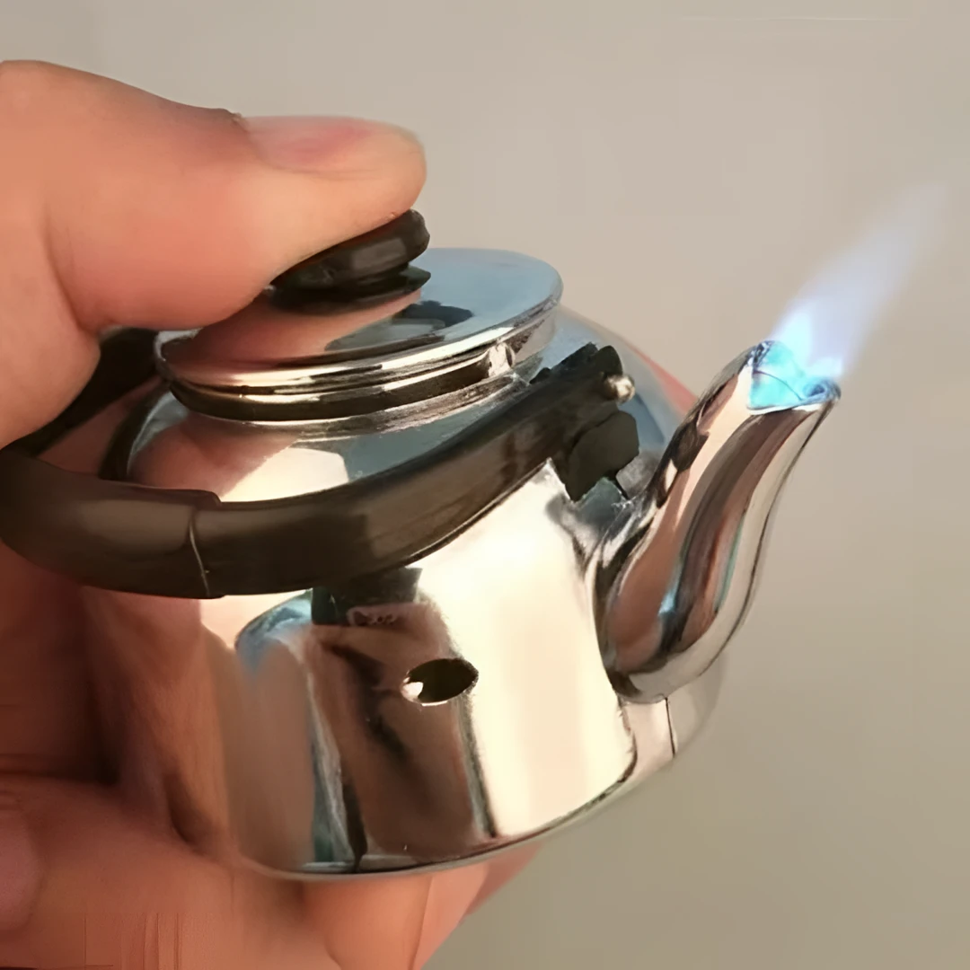 创意花样打火机铁定壶把把壶金属茶壶打火机网红白色个性送朋友