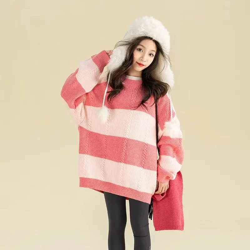 408051《现》小涵家玲姐优选韩版儿童时尚日常休闲套头彩条纹毛衣