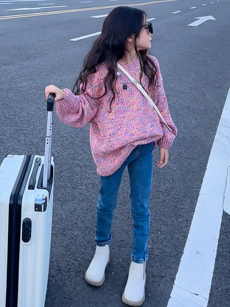 406344《粉色》小涵家玲姐优选韩版儿童时尚洋气日常休闲毛衣上衣