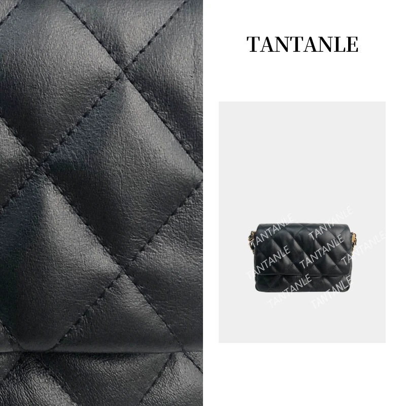 TanTanLe千羽·原创设计 高定时尚气质单肩斜跨百搭手提黑色女包