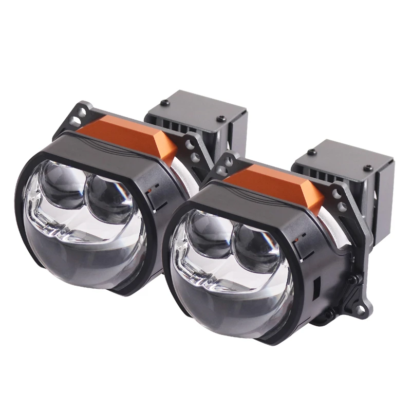 顶配方款双直射led双光透镜汽车改装远近一体直射远光炮透镜