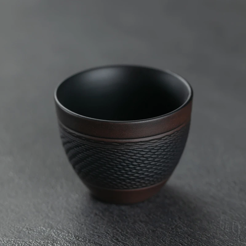 紫陶茶杯紫泥复古品茗杯单杯功夫家用日式陶瓷茶盏坭兴陶喝茶杯