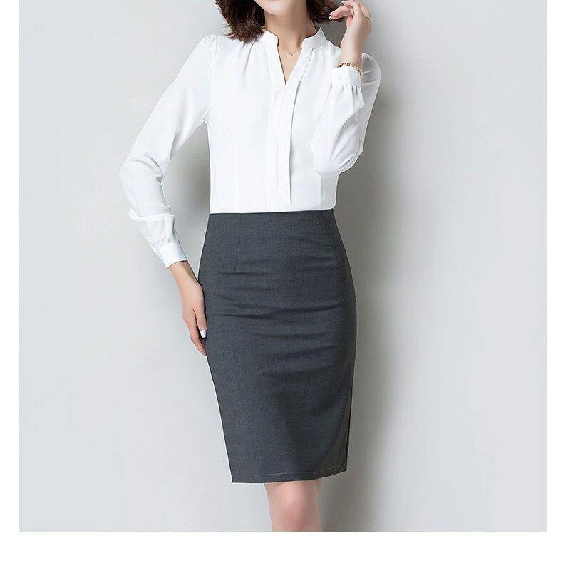 高腰修身显瘦职业半身裙女夏中长款气质包臀西装裙
