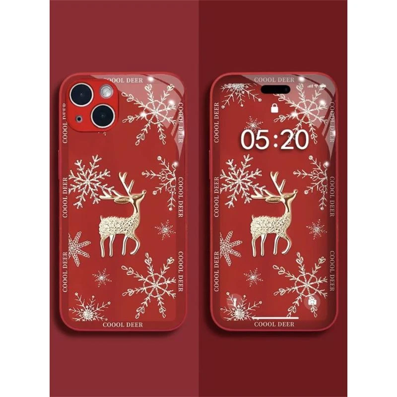 小鹿新年款苹果14promax/13pro手机壳iPhone12玻璃壳11/xr/8p7p