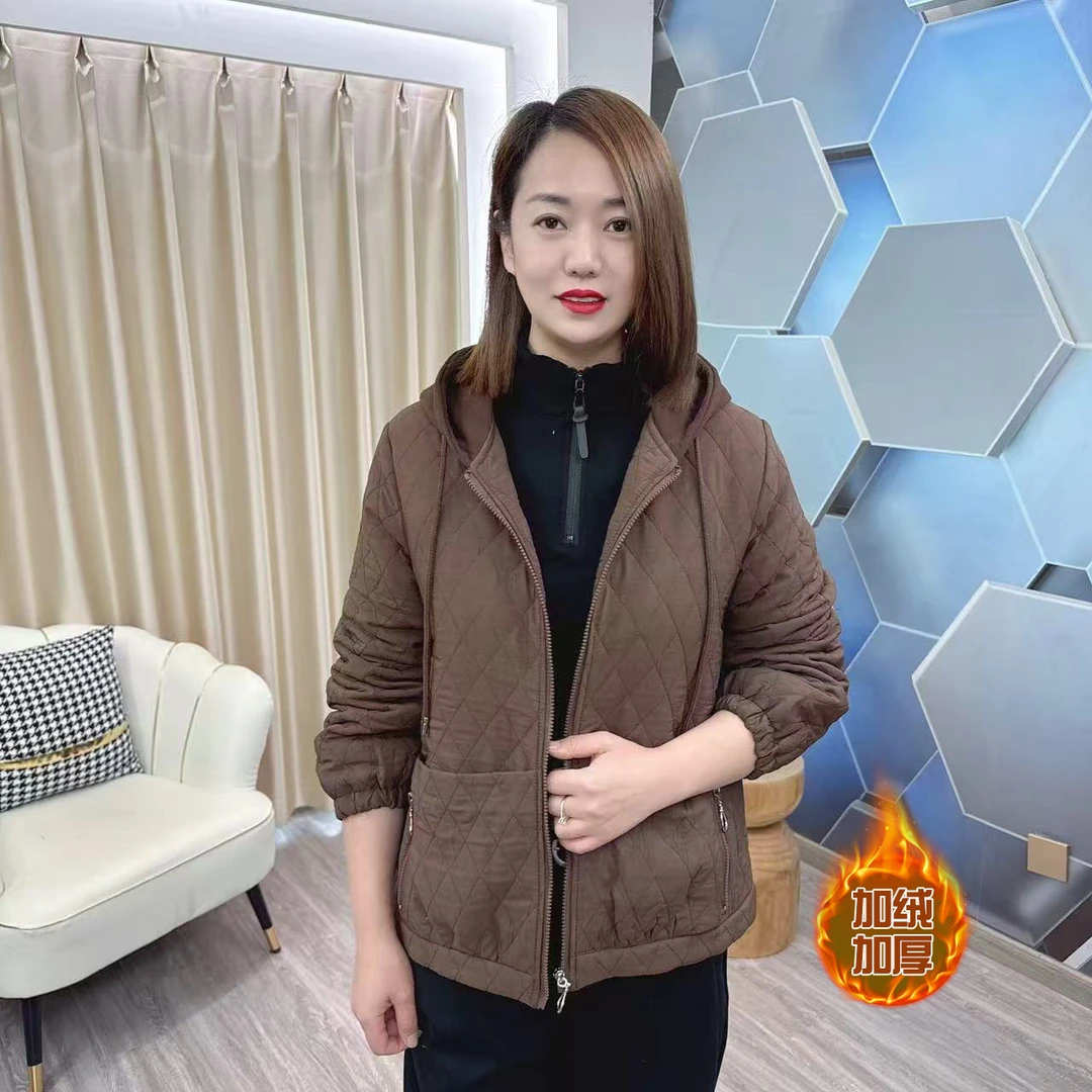 【原版正品】2024冬季加绒加厚时尚流行菱格双口袋棉衣外套A128