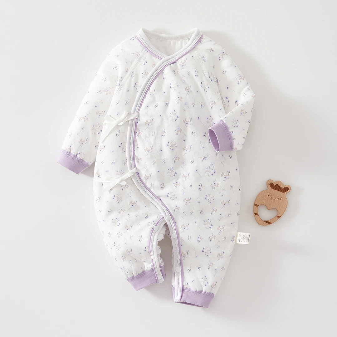 40克薄棉新生儿衣服秋冬款薄棉保暖男女宝宝夹棉哈衣婴儿纯棉连体