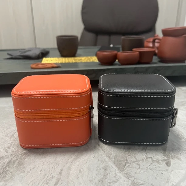 高端皮便携式拉链单只旅行表盒