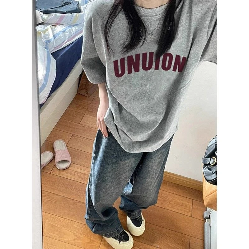 100%纯棉320克重磅高街字母印花新款短袖T恤ins宽松设计小众上衣