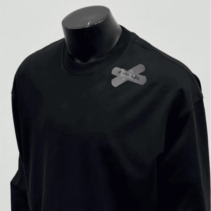 100%纯棉260克重磅美式复ins风小众创口贴简约无性别休闲宽松长袖