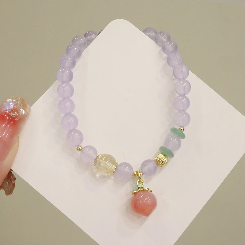铜合金玻璃手链 MY18紫水蜜桃手链小清新百搭时尚