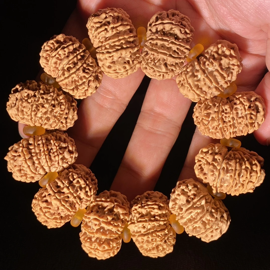 尼泊尔十一瓣满肉27mm元宝飞碟大金刚菩提籽手串