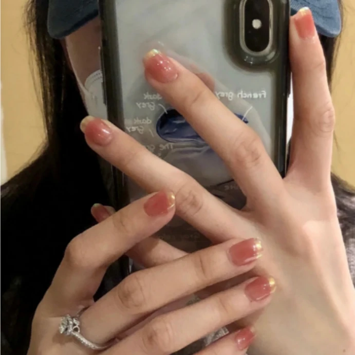 【短款】落日晚霞  穿戴甲美甲贴片可拆卸假指甲贴片穿戴式24片
