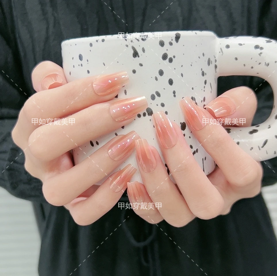 【中长】腮红镜面穿戴甲美甲贴片可拆卸假指甲贴片