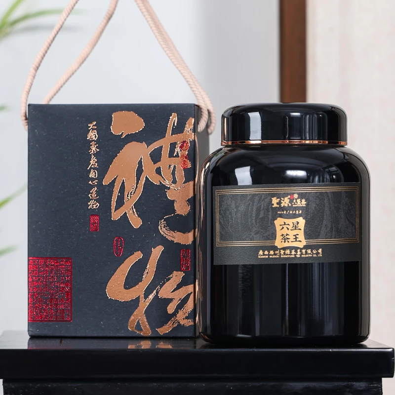 广西六堡|六堡茶|2014年六星茶王|罐装500克