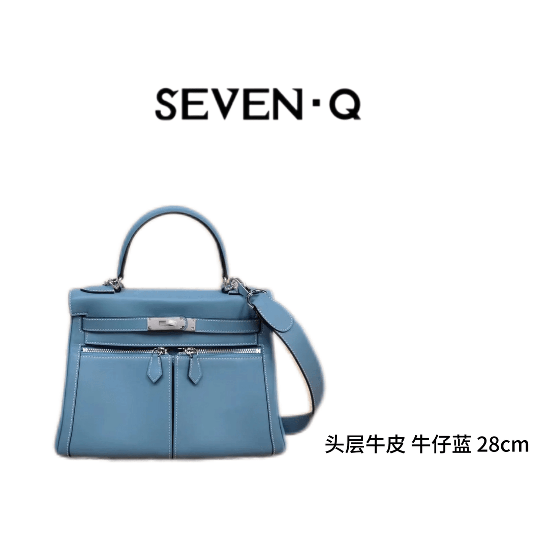 【Seven·Q定制】头层牛皮双拉链凯莉28铂金包 21095