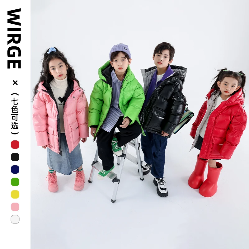 韦氏【亲子】冬季百搭休闲潮酷连帽短款加厚女童中学生15-18