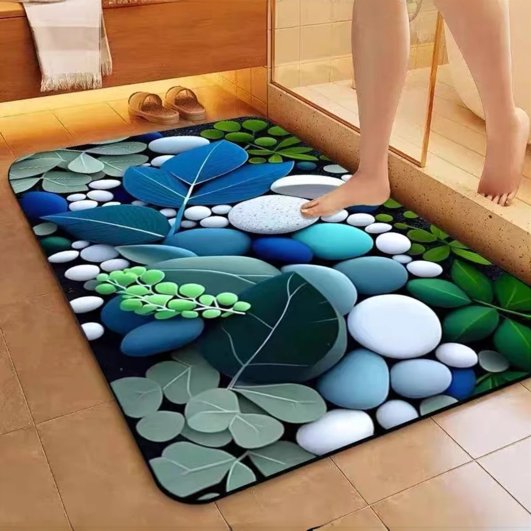 硅藻泥家用浴室玄关入户门垫卧室卫生间防滑吸水速干好打理地垫
