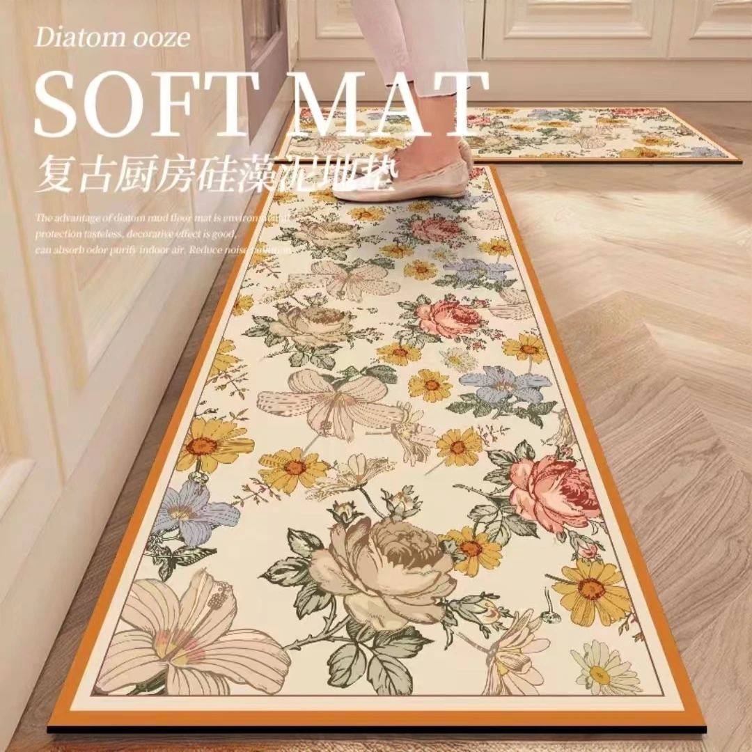 硅藻泥家用厨房浴室过道玄关阳台飘窗入户门吸水防滑好打理地垫