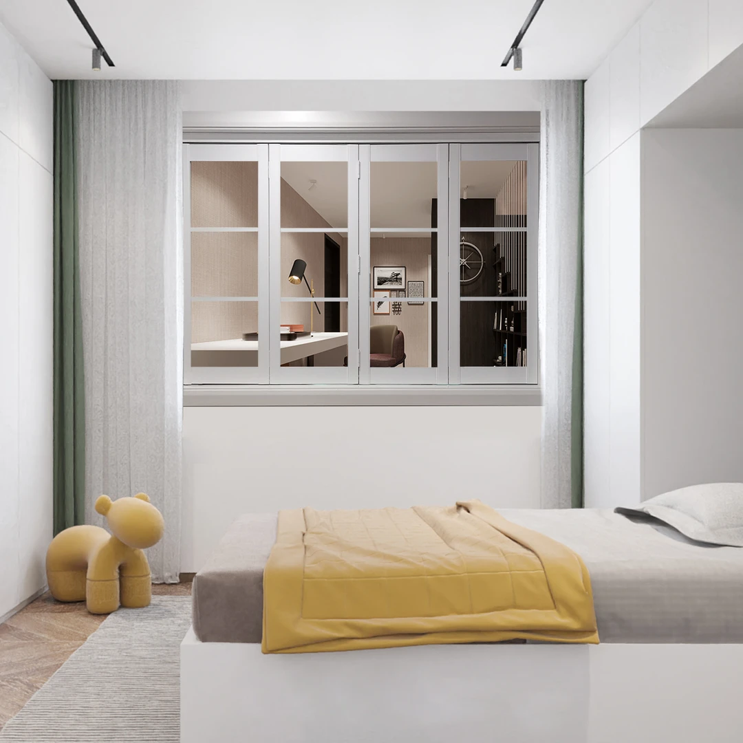 顺叶实木格子玻璃隔断窗花格美欧式简约厨房餐厅推拉折叠窗定做