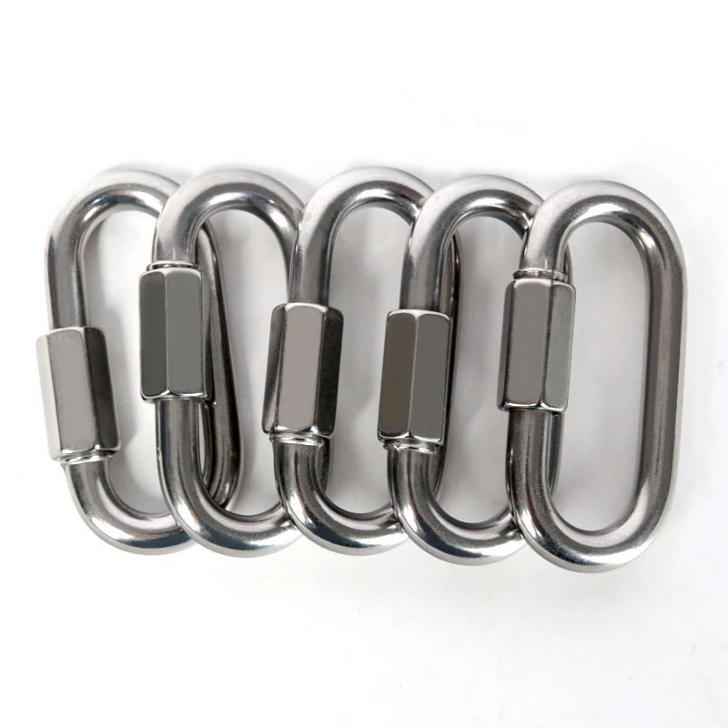 栓狗304不锈钢快速接环 不锈钢安全保险扣 跑道扣连接扣连接