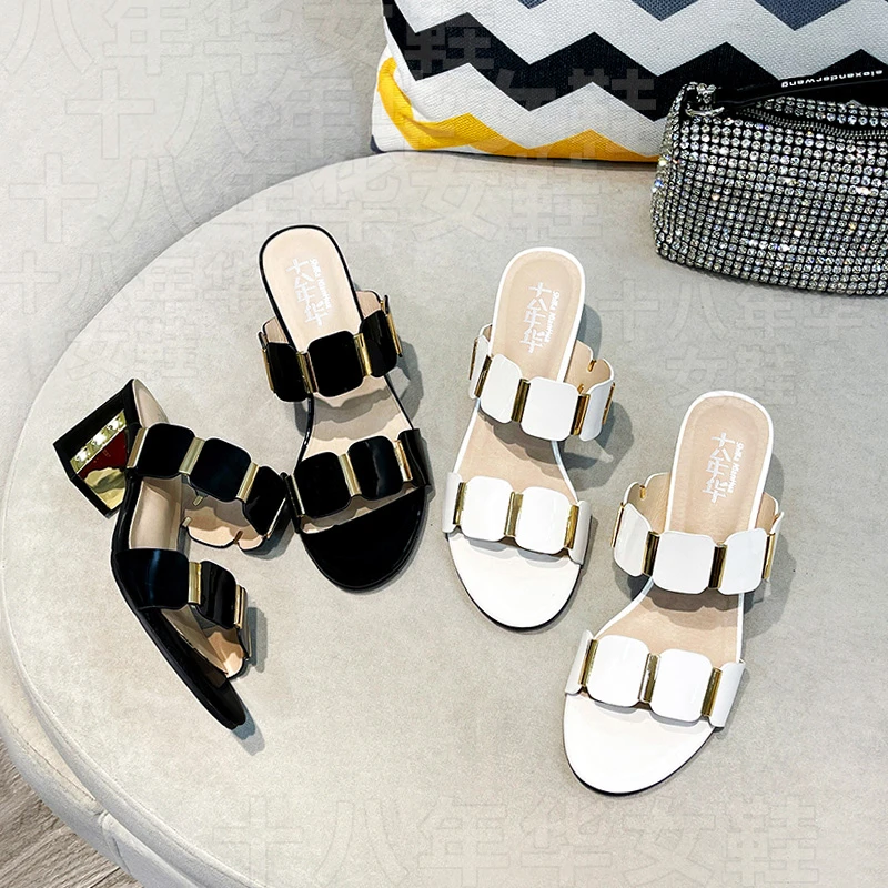 防滑百搭高跟鞋粗跟凉鞋女款爆款2025新款正品凉拖鞋女士夏季外穿