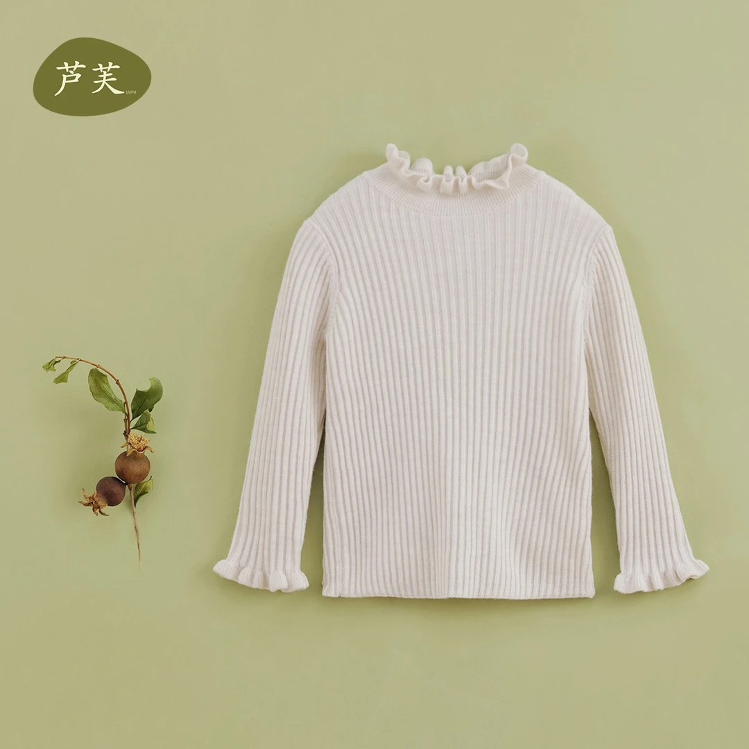 【马克珍妮法式】新款 女童羊毛花边领百搭针织衫221636