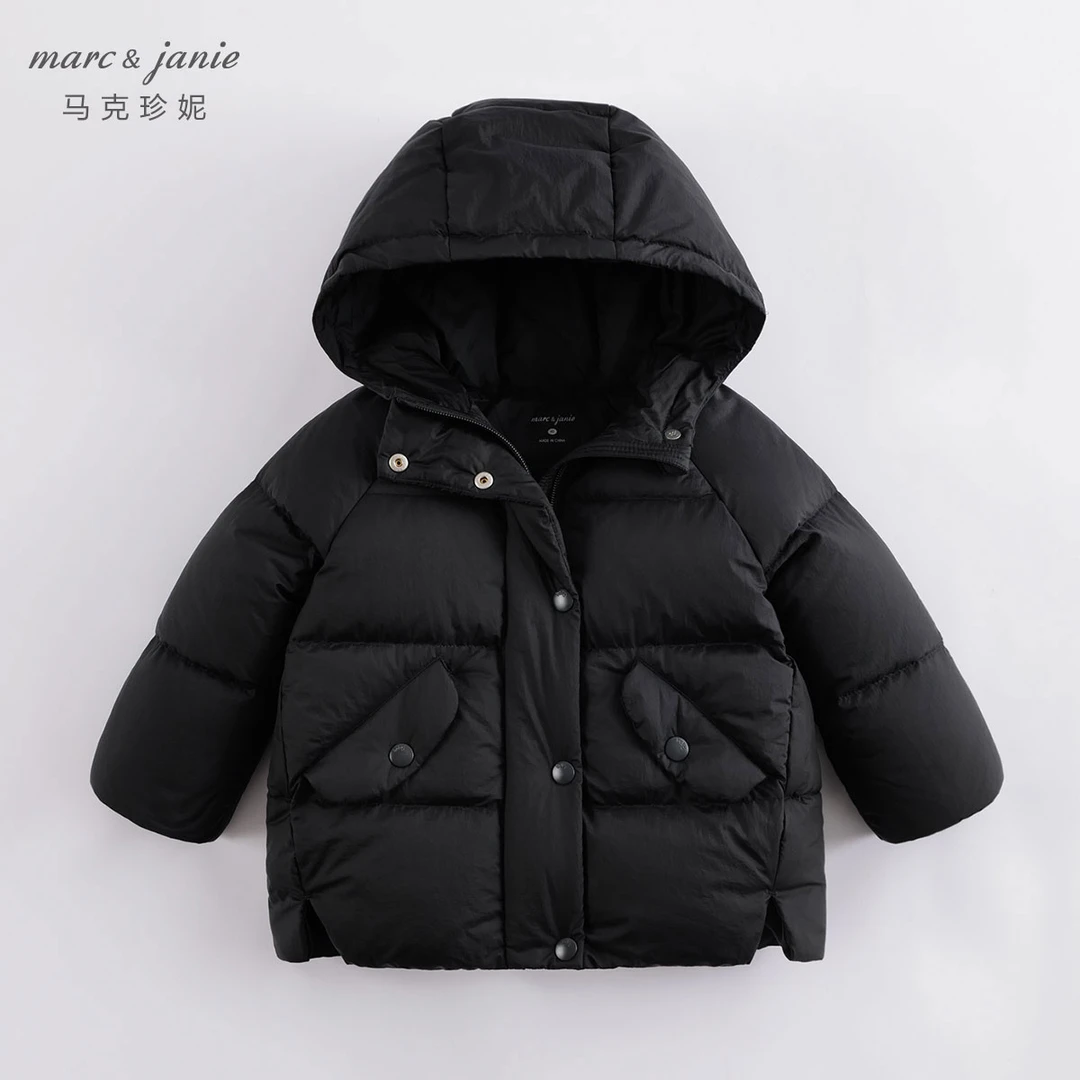 马克珍妮加厚女童羽绒服中长款洋气连帽保暖儿童冬装221666