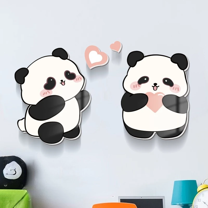 装饰墙贴遮丑补洞贴纸卧室房间门上墙面布置贴画自粘小图案小熊猫