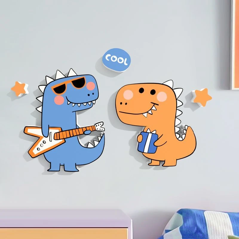 遮丑墙贴装饰卡通恐龙图案补洞贴卧室房间门上墙面布置贴画纸自粘