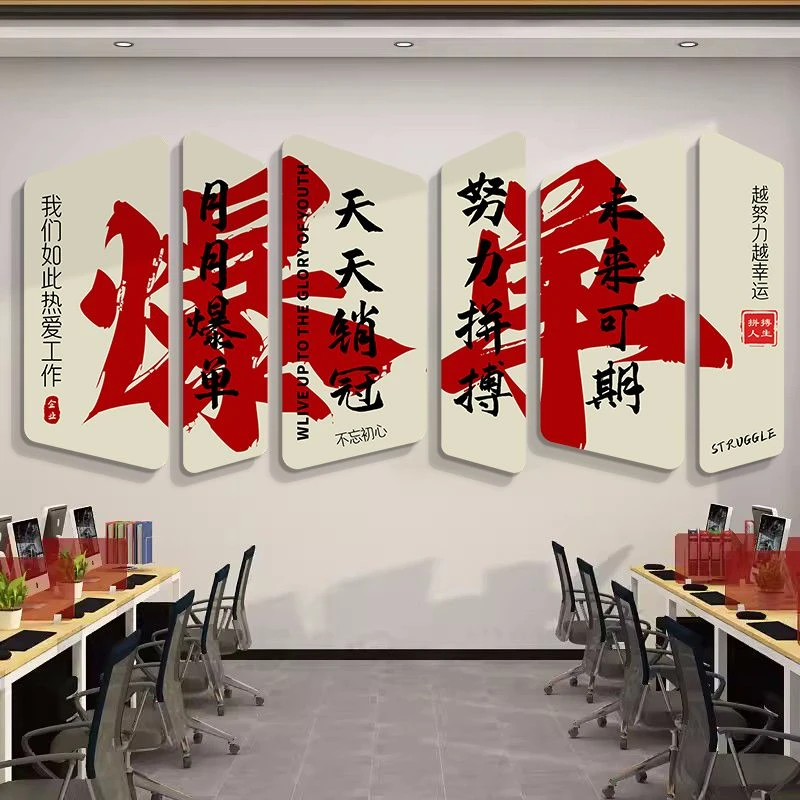办公室励志标语墙贴氛围布置电商公司企业文化墙爆单墙面装饰画