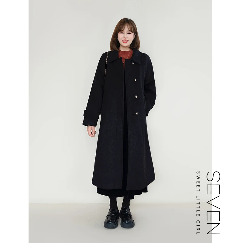 冬装上新②七七146小个子款海岛羊毛混纺毛呢大衣女装外套小美说