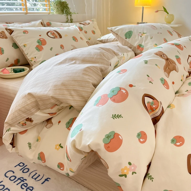 棉加绒四件套A棉纯棉B面单面牛奶绒被套加厚秋冬学生三件套保暖