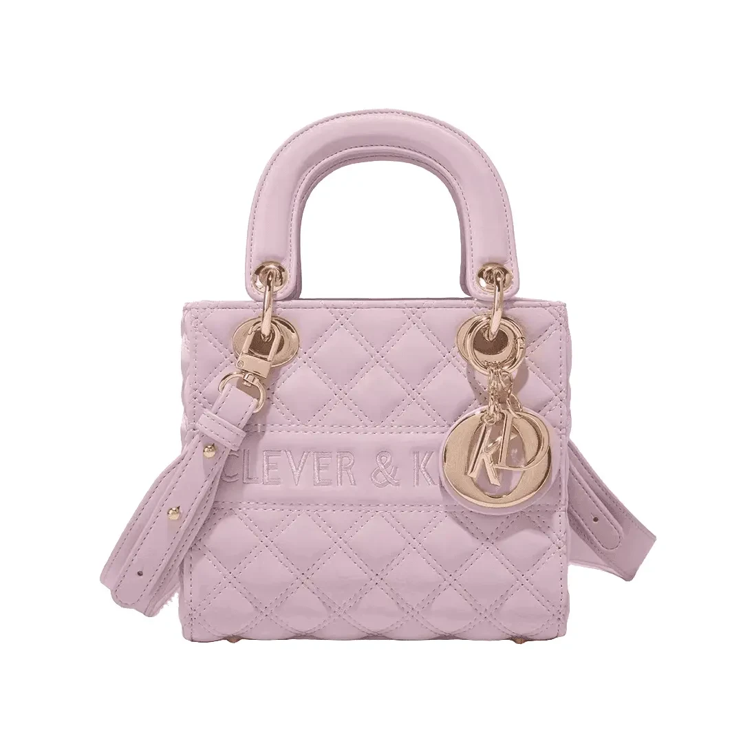 CLEVER高级感戴妃包包女2024新款百搭手提水桶菱格斜挎包