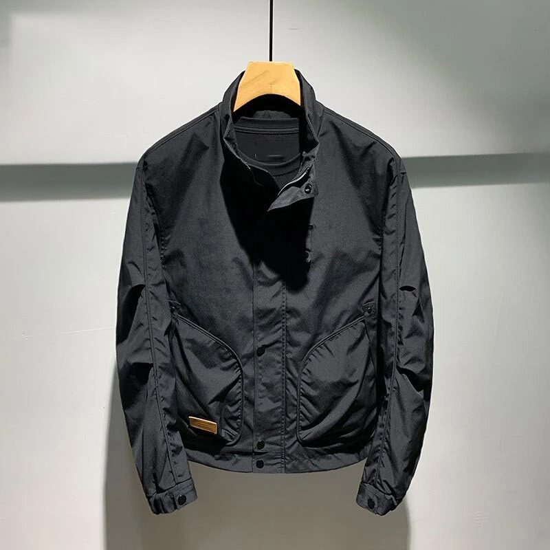 仓石一树潮牌夹克冲锋衣男士秋季宽松港风工装立领绣标修身外套