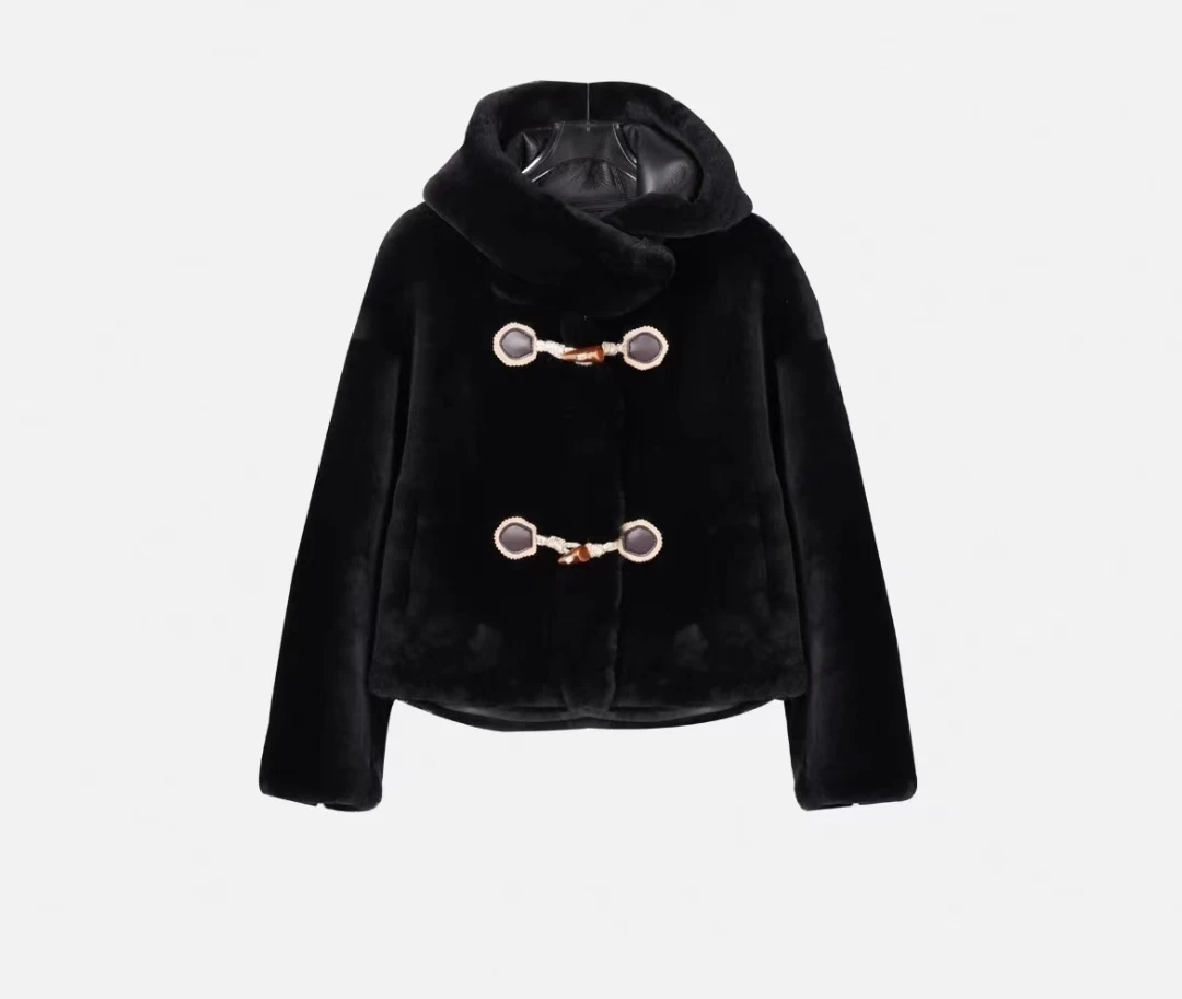 2024秋冬新款连帽女装羊毛皮毛一体外套6803