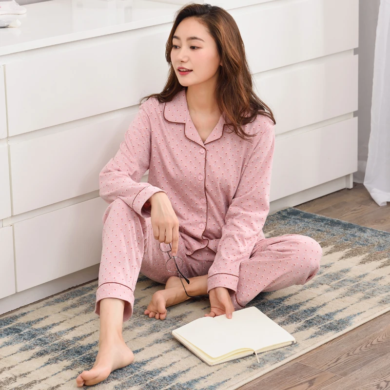 辉豹中年睡衣女士春秋款纯棉长袖开衫中老年妈妈可外穿家居服套装