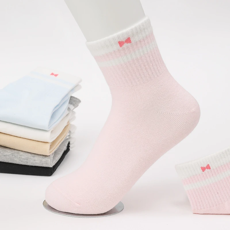 6双纯色纯棉袜子女韩版中筒女士秋冬款棉袜秋冬女袜运动ins潮袜