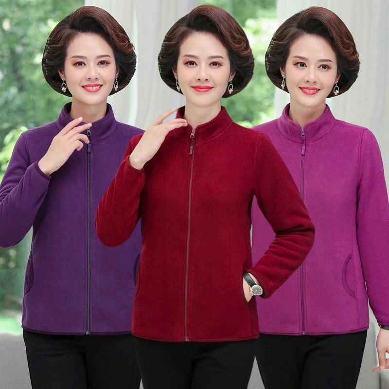 中年大码卫衣女装中老年人抓绒保暖外套秋冬季妈妈装珊瑚绒摇粒绒