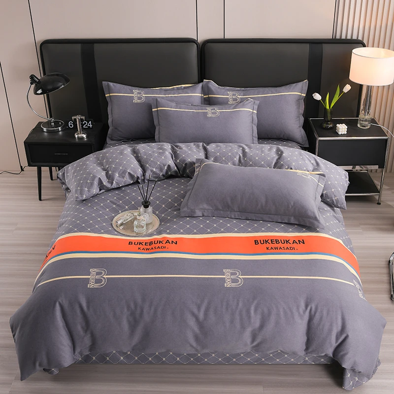 【四季款】加厚斜纹纯棉全棉印花简约四件套三件套可裸睡床上用品