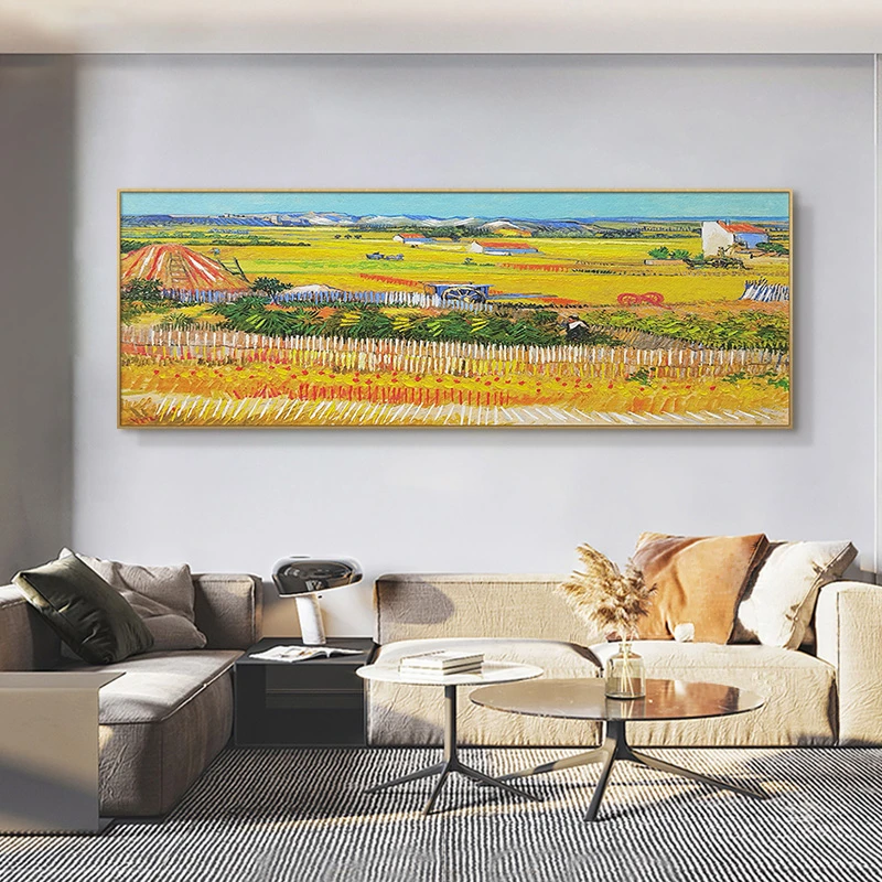 绘砂岩稻田丰收装饰画客厅沙发背景墙北欧现代挂画稻田70200