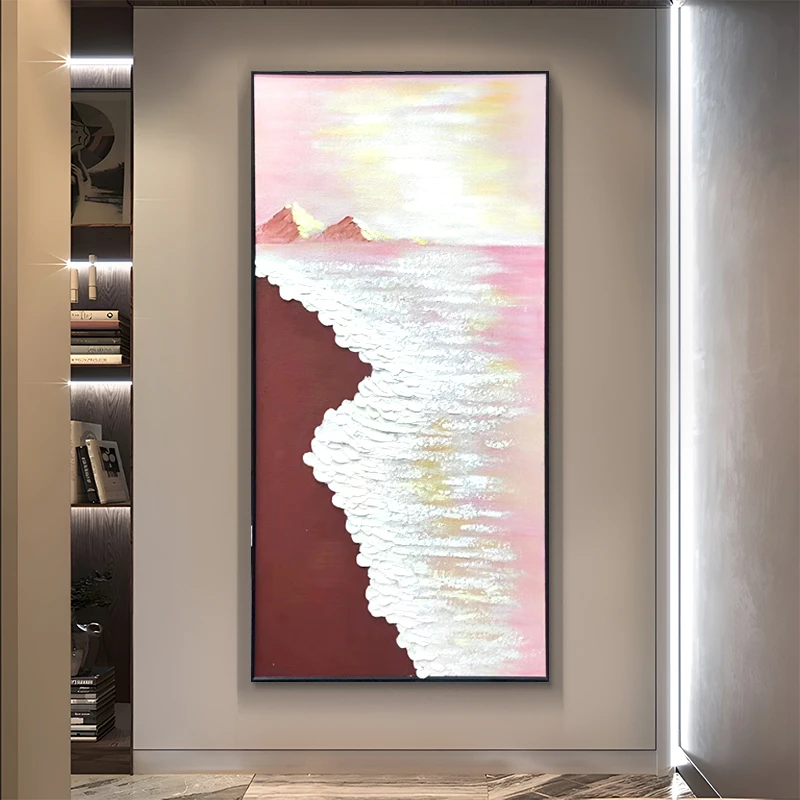 手工肌理画极简海浪客厅装饰画抽象玄关卧室挂画装饰画海浪80160