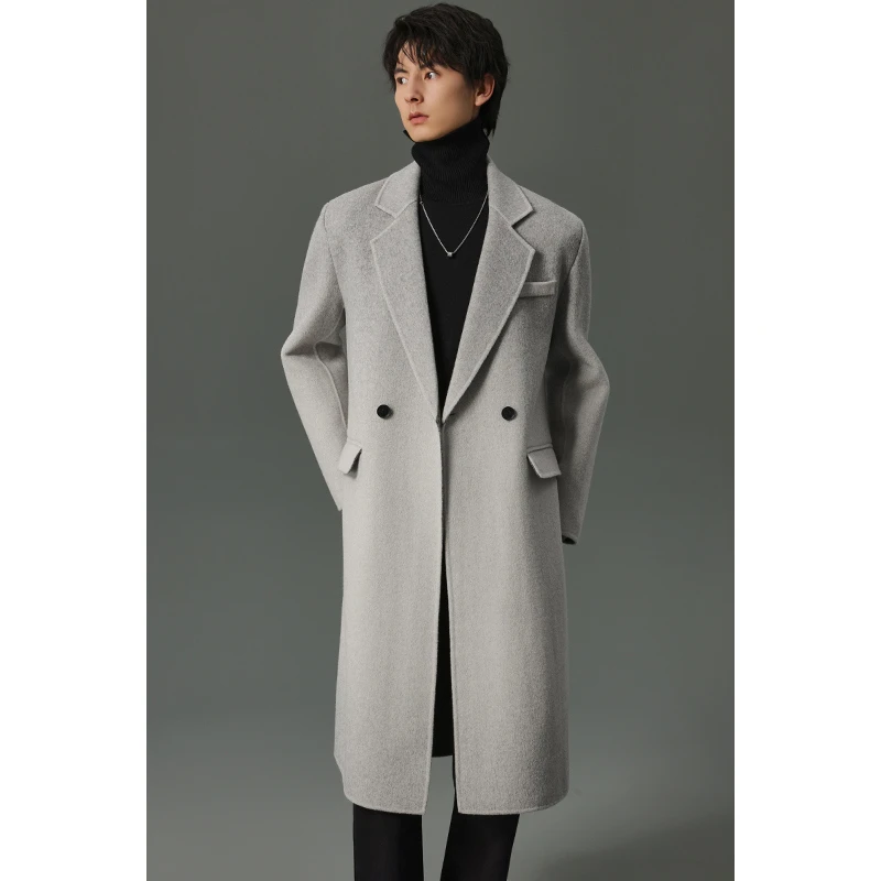 【双面绵羊毛大衣】大衣男士休闲绵羊毛宽松中长款加厚双面呢韩版