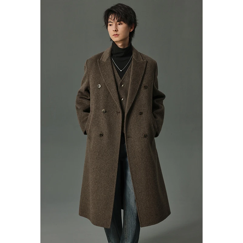 【戗驳领重磅双面羊毛大衣】秋冬休闲宽松中长款加厚呢子男外套LD0S