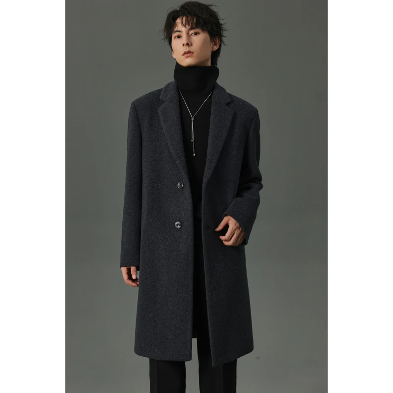 【重磅加厚正肩绵羊毛大衣】冬季男士中长款毛呢外套秋冬商务上衣1S