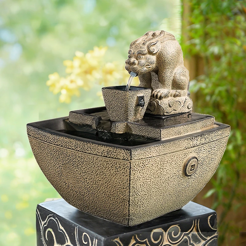 日进斗金流水生财摆件循环水景新中式办公室前台茶室桌面开业礼品