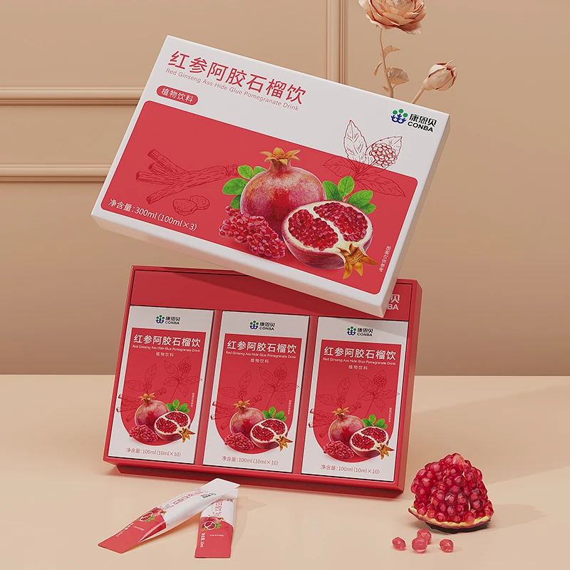 康恩贝红参阿胶石榴饮补铁滋补女性双补调理贫血口服液礼盒装sy