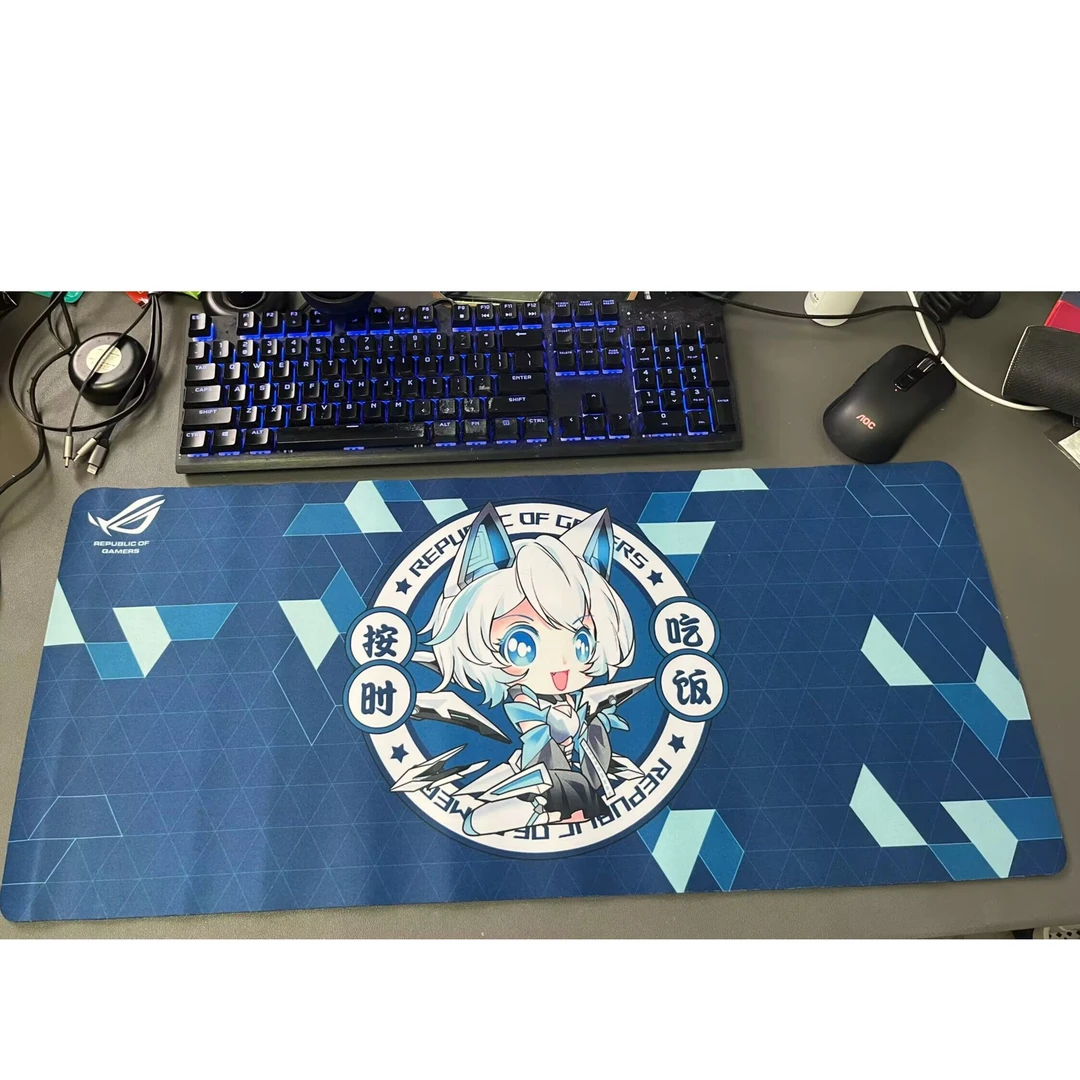华硕吹雪姬 鼠标垫动漫二次元可爱小姐姐加厚锁边电脑书桌垫大号