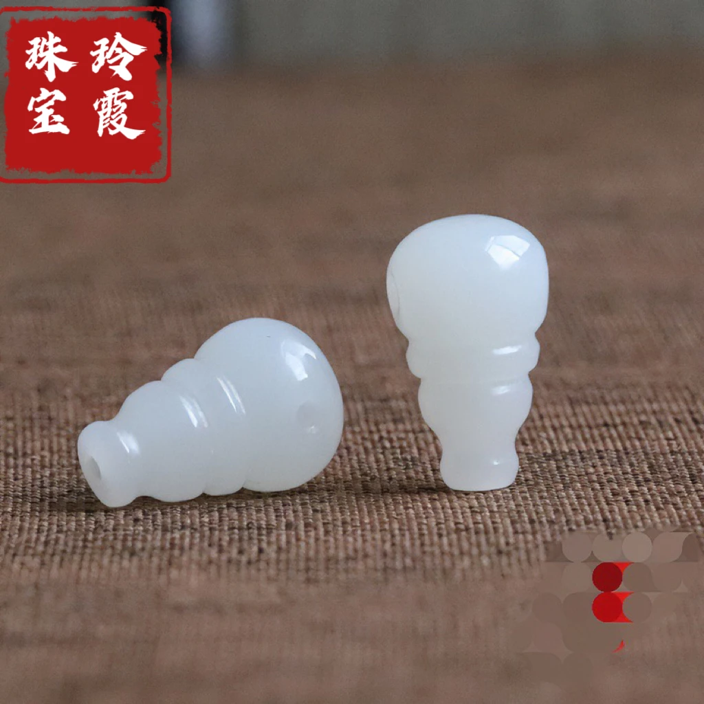 天然和田玉白玉三通手串项链佛珠配饰吊坠珠宝玉石玉文化礼物饰品